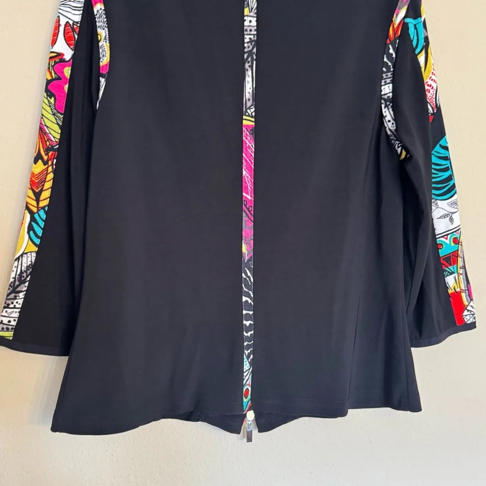 Joseph Ribkoff Vtg Jacket Top Vibrant Color Floral Print Hibiscus Women Size 12 - Picture 13 of 14